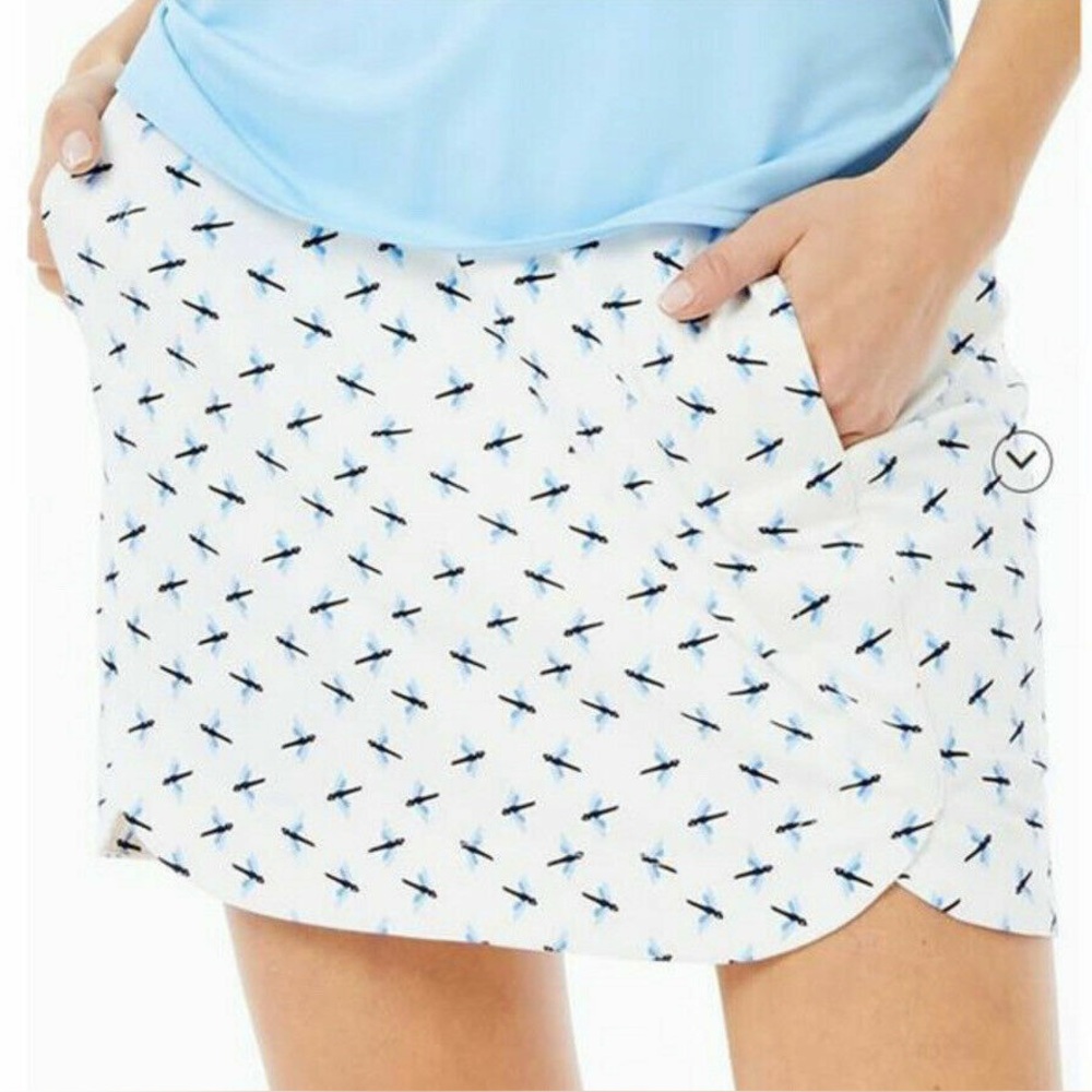 Belyn Key White Skort with Blue Dragonfly Print